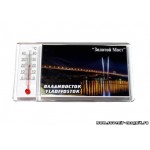 Магнит акриловый с термометром «Владивосток. Мост Золотой ночной»